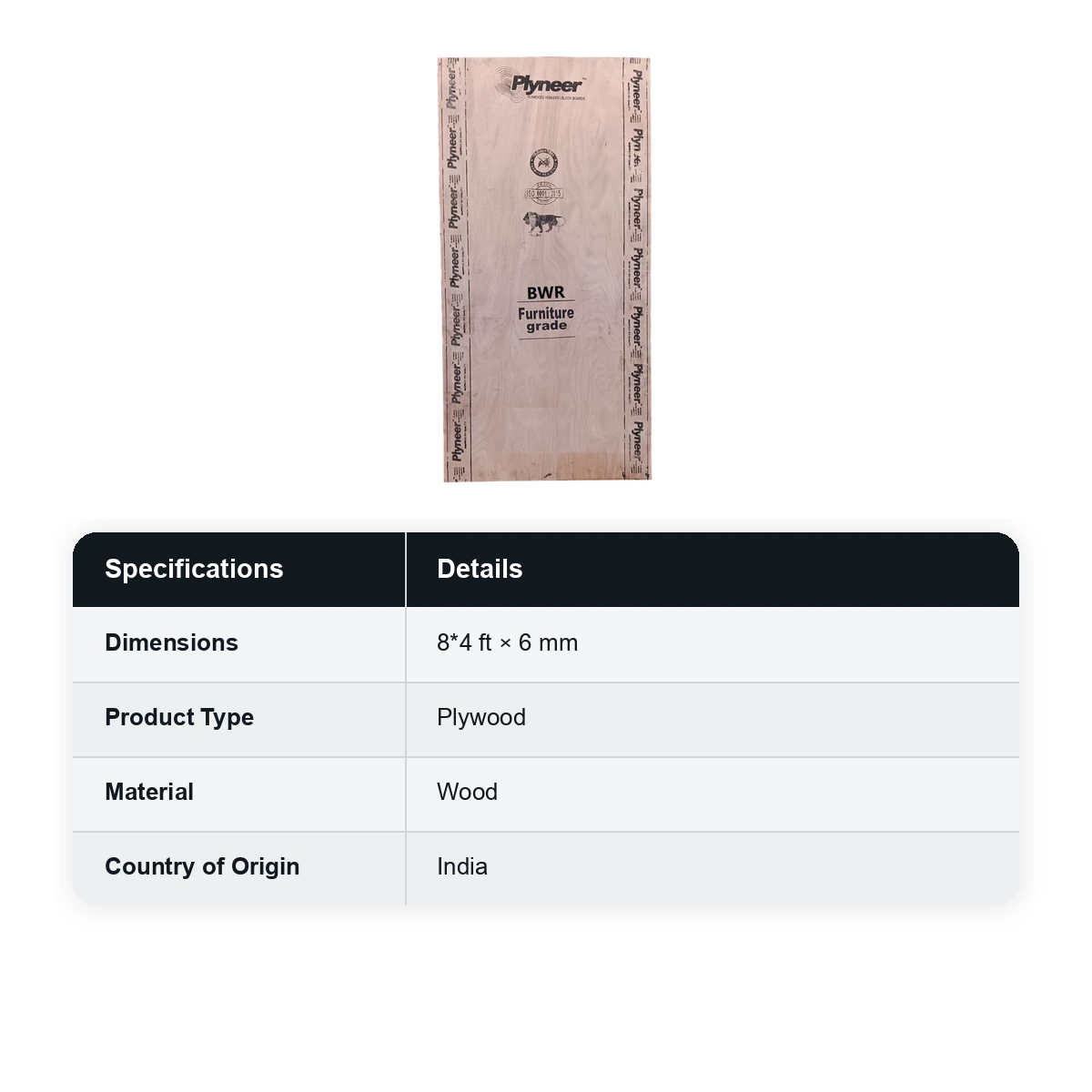 Plyneer Zarc BWR Plywood Thickness: 6mm Size: 8x4 Feet