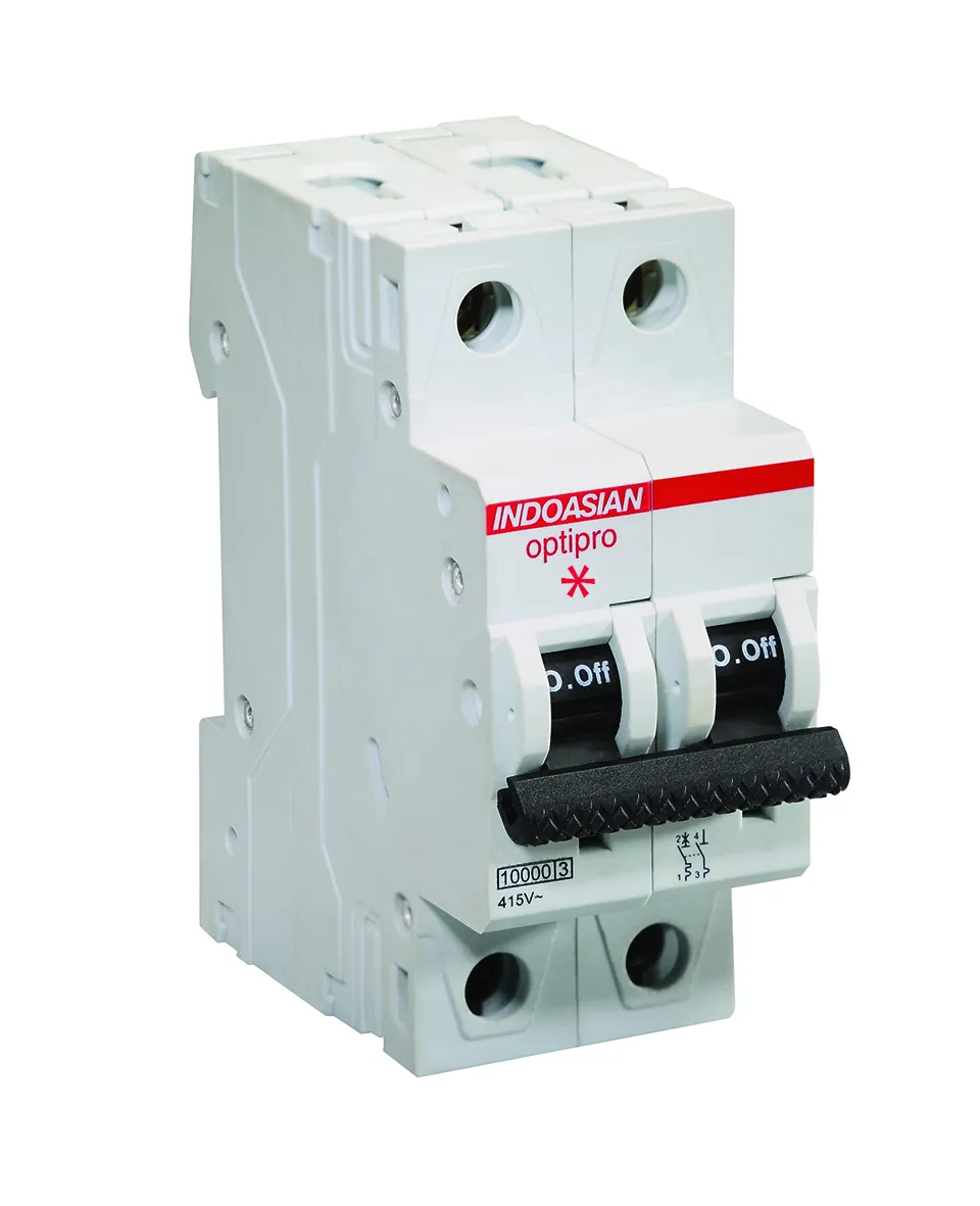 IndoAsian Optipro C Curve Double Pole 6A Miniature Circuit Breaker (MCB) 811166