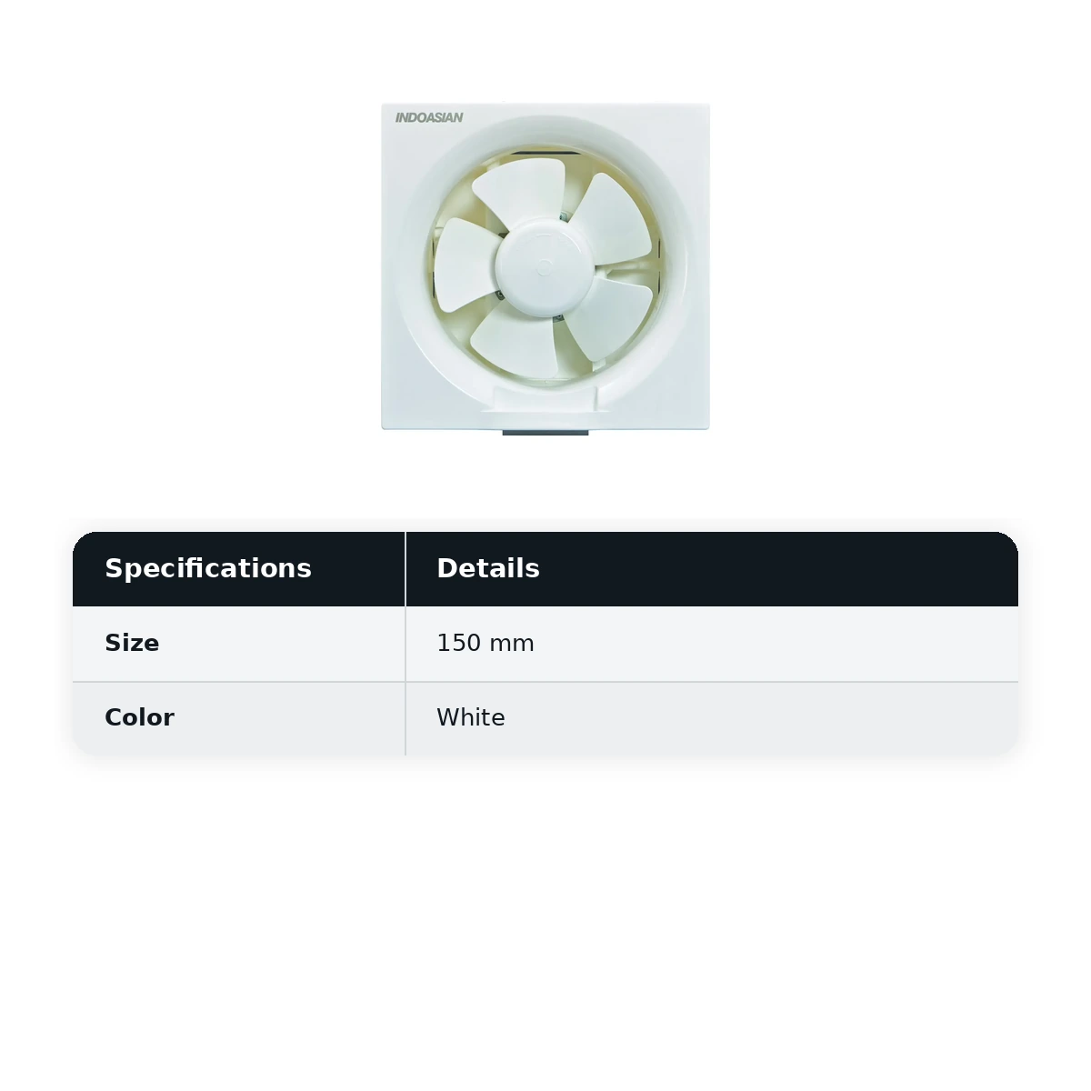 IndoAsian Zosta Exhaust Fan 150mm, White 698500 - image 2