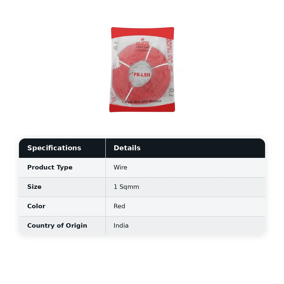 Polycab FR-LSH Wire Project packing 300 Meters 1 Sqmm Red colour coil