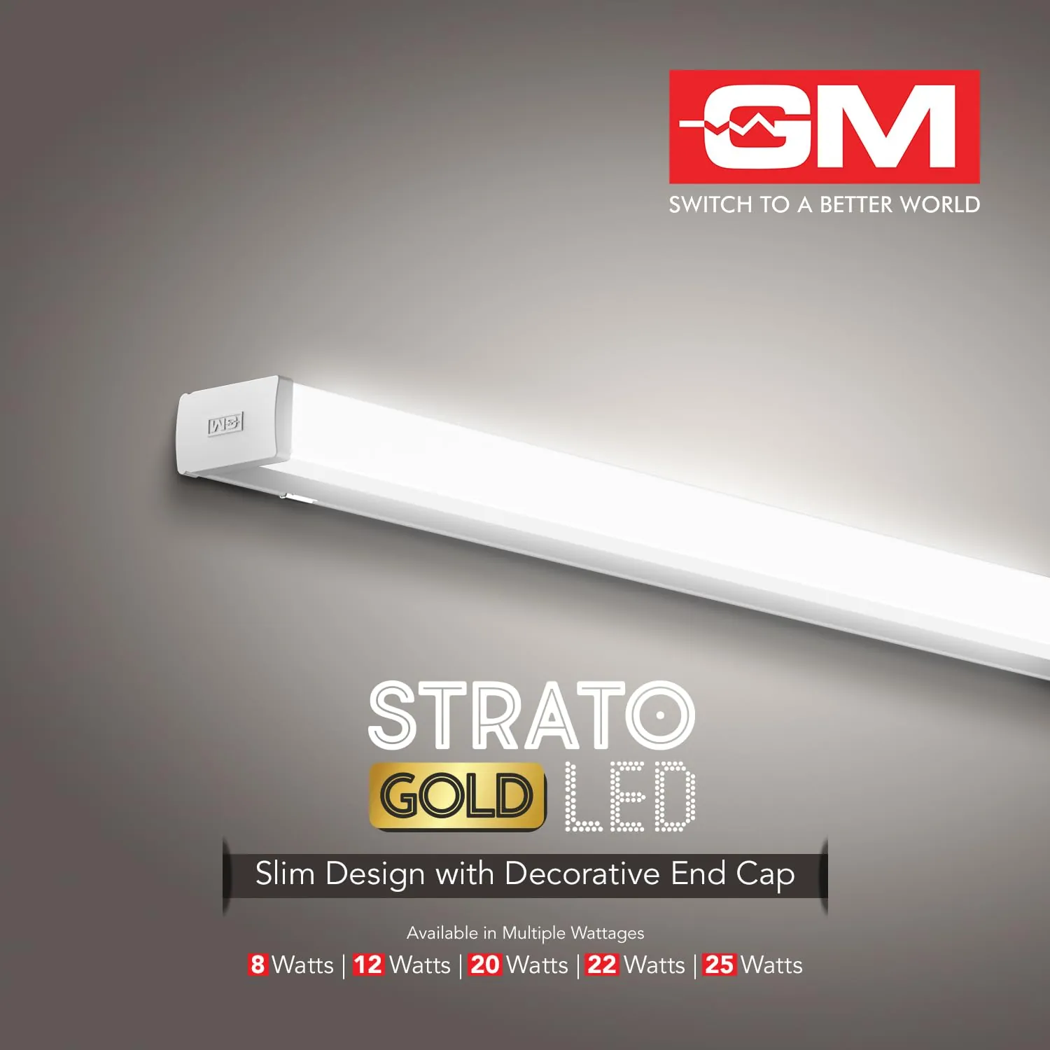 GM Strato Gold LED Batten 8W 3K