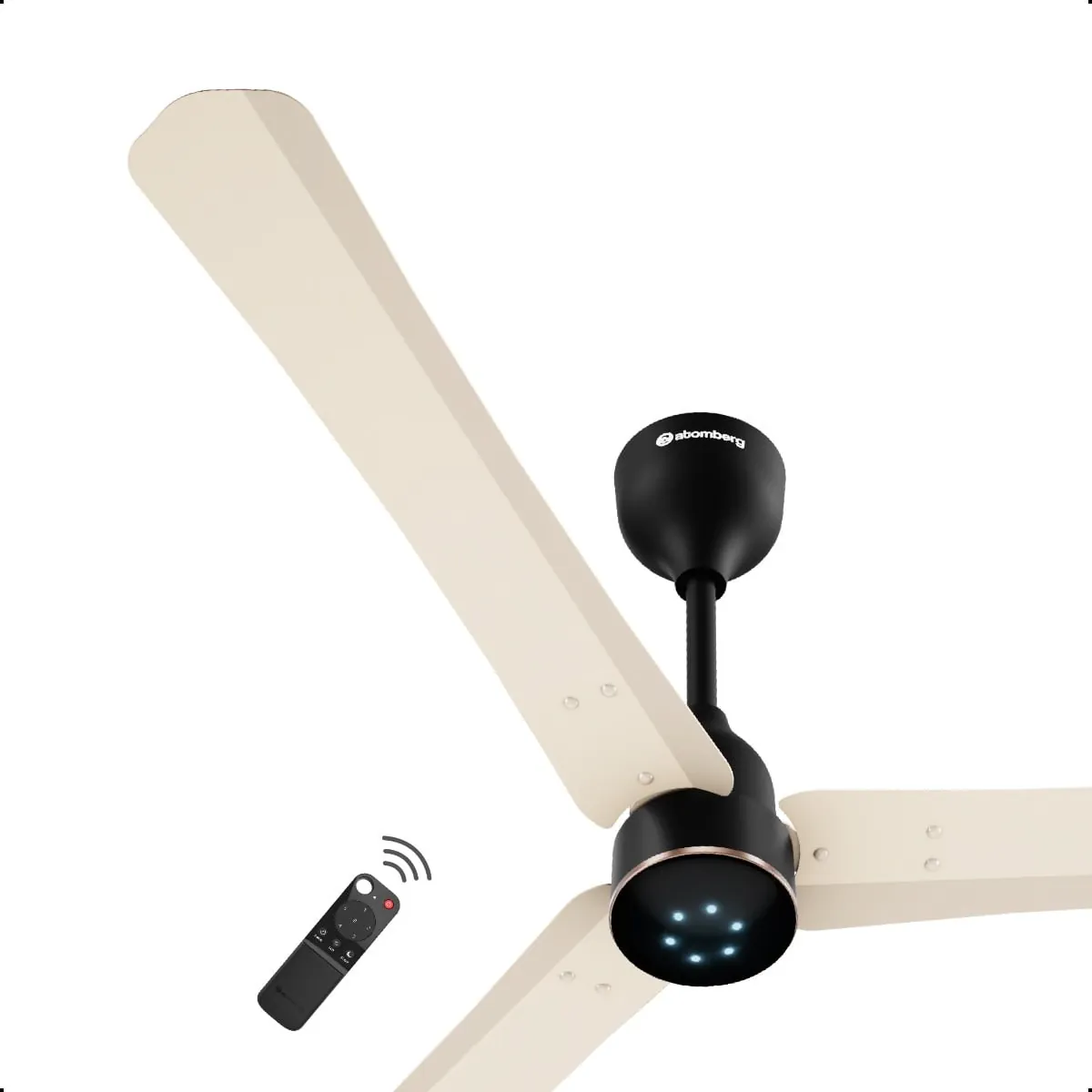 Atomberg Ceiling Sleek Fan Renesa Halo smart Fan with Remote 1200mm colour: Seasand Ivory & Black 