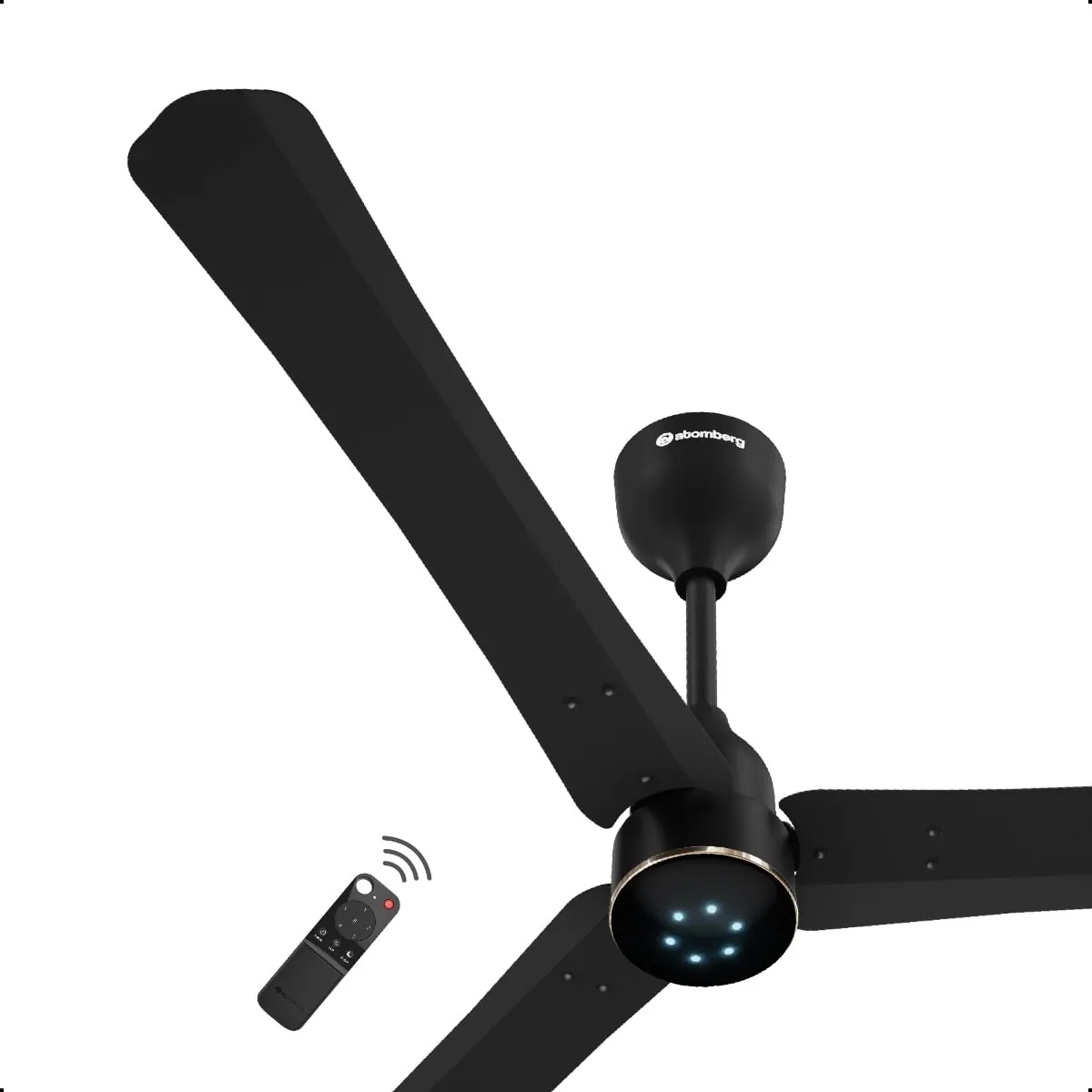 Atomberg Ceiling Sleek Fan Renesa Halo smart Fan with Remote 1200mm colour:  Midnight Black 