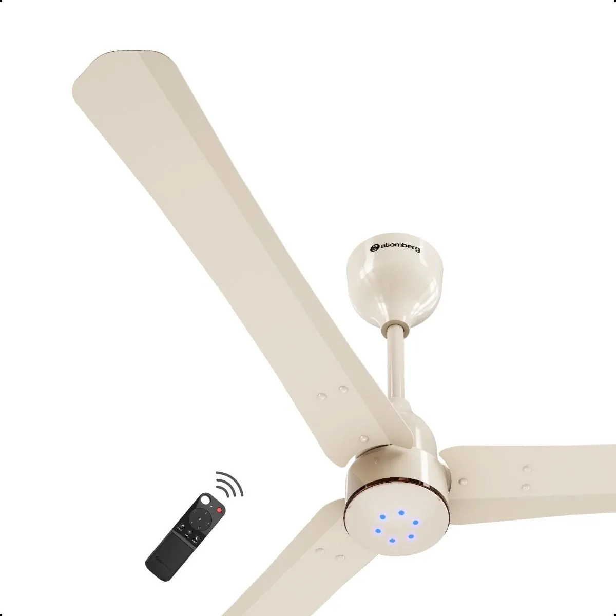 Atomberg Ceiling Sleek Fan Renesa Halo smart Fan with Remote 1200mm colour: Seasand Ivory & Black 