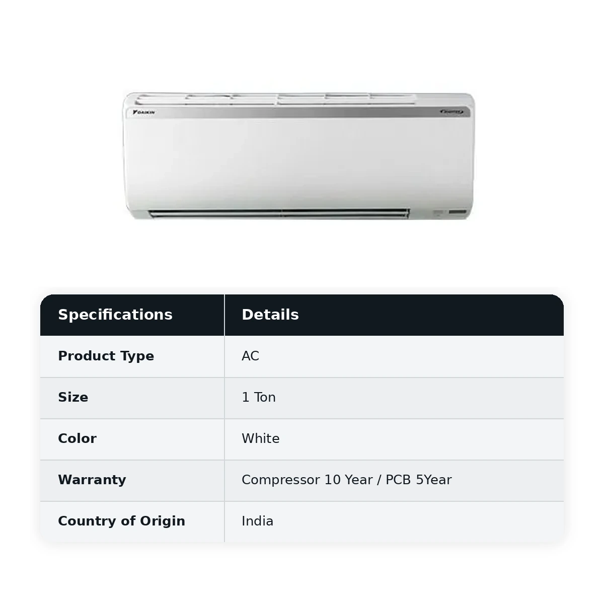 Daikin Inverter Split AC 3Star 1 Ton FTKC35