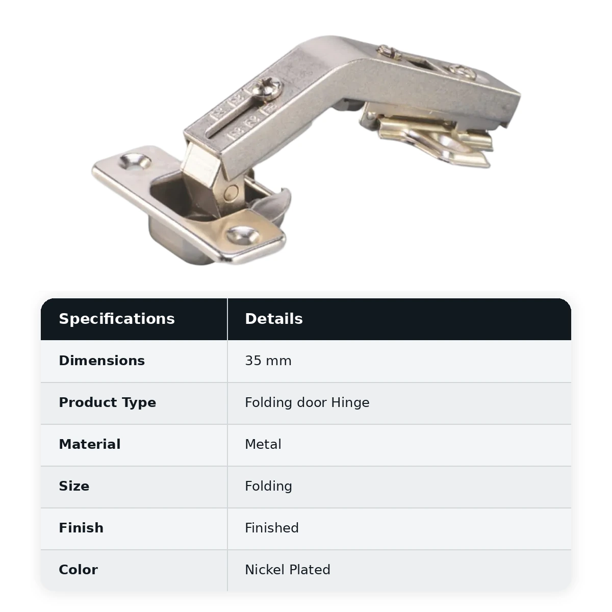 Ebco Hardware, Folding Door Hinge - 35mm dia, Regular close, HFD1 - image 2