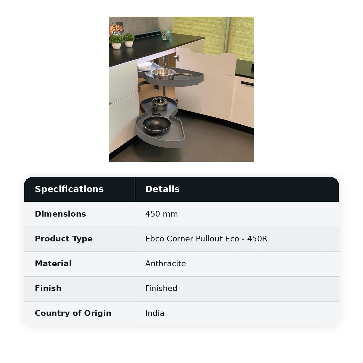 Ebco Double Corner Pullout Eco 450 R, E-DCPO2-450R - image 2