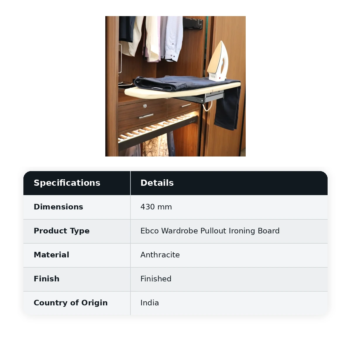 Ebco Wardrobe Pullout Ironing Board, WPIB-4360-AT - image 2
