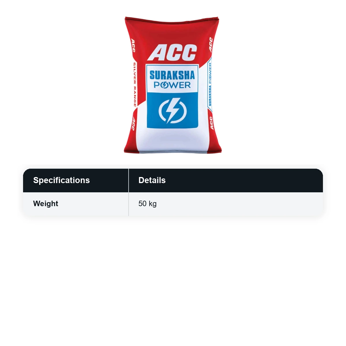 (50 Bags MOQ) ACC Suraksha PPC Cement 50Kg Bag (50 Bags Multiple)