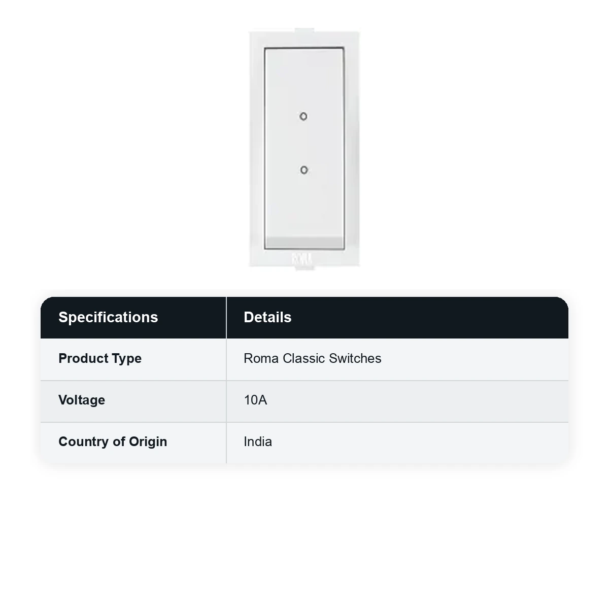 ANCHOR Roma White, 10AX, 2 Way Switch 21022