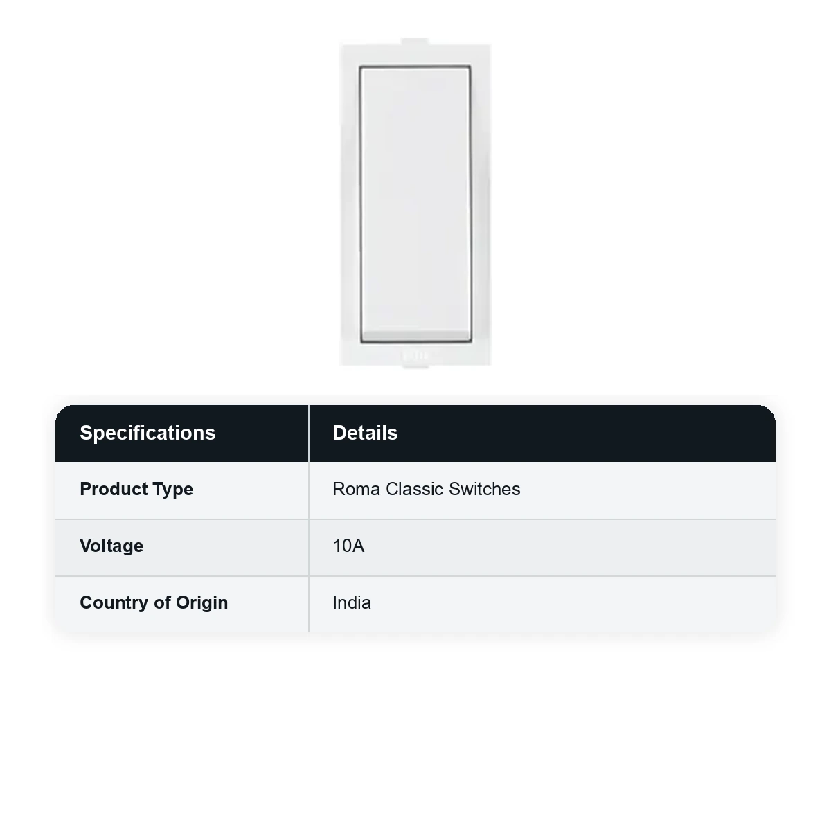 ANCHOR Roma White, 10AX, 1 Way Switch 21011 - image 3