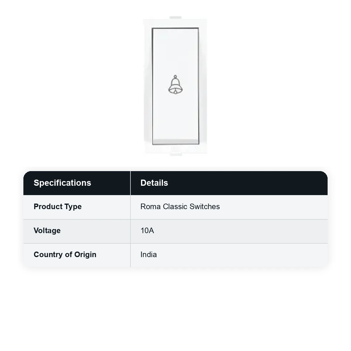 ANCHOR Roma White, 10A, Bell Push Switch with Neon 21044 - image 3