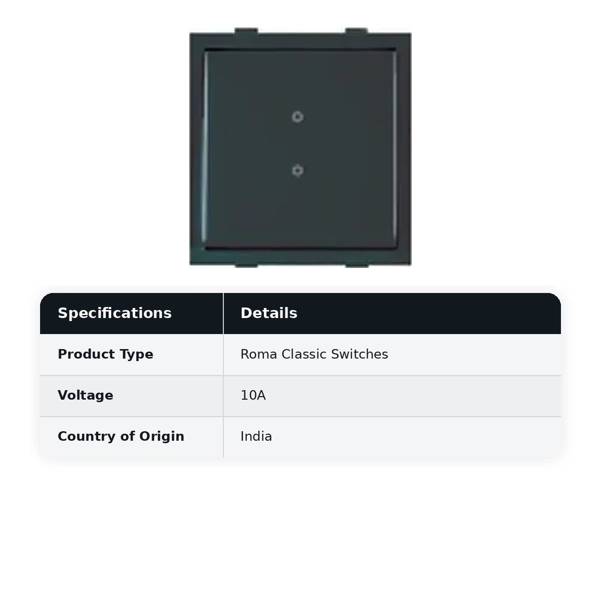 ANCHOR Roma Black, Dura Switches, 10A, Bell Push Switch 21554MB - image 2