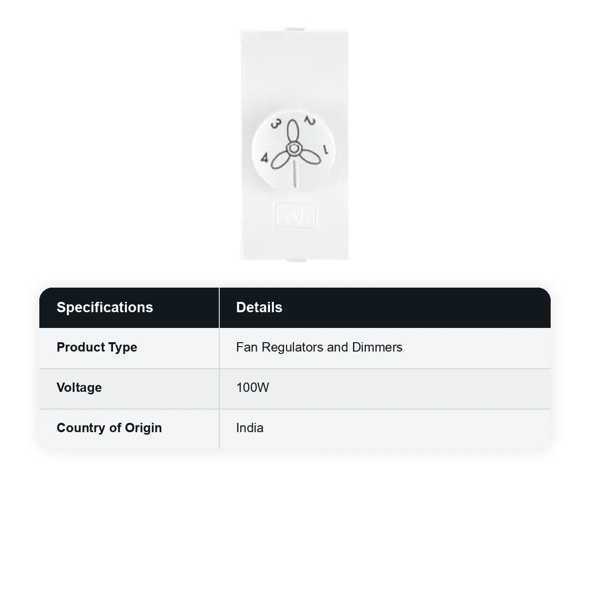 ANCHOR Roma White, Fan Step Regulator Tiny EME 100W 22546