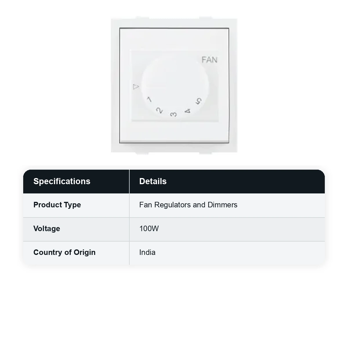 ANCHOR Roma White, Fan Step Regulator Dura EME 100W 21496