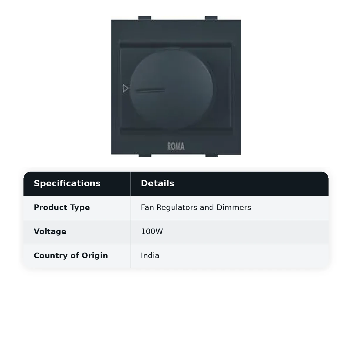 ANCHOR Roma Black, Fan Step Regulator Dura EME 100W 21496MB - image 2