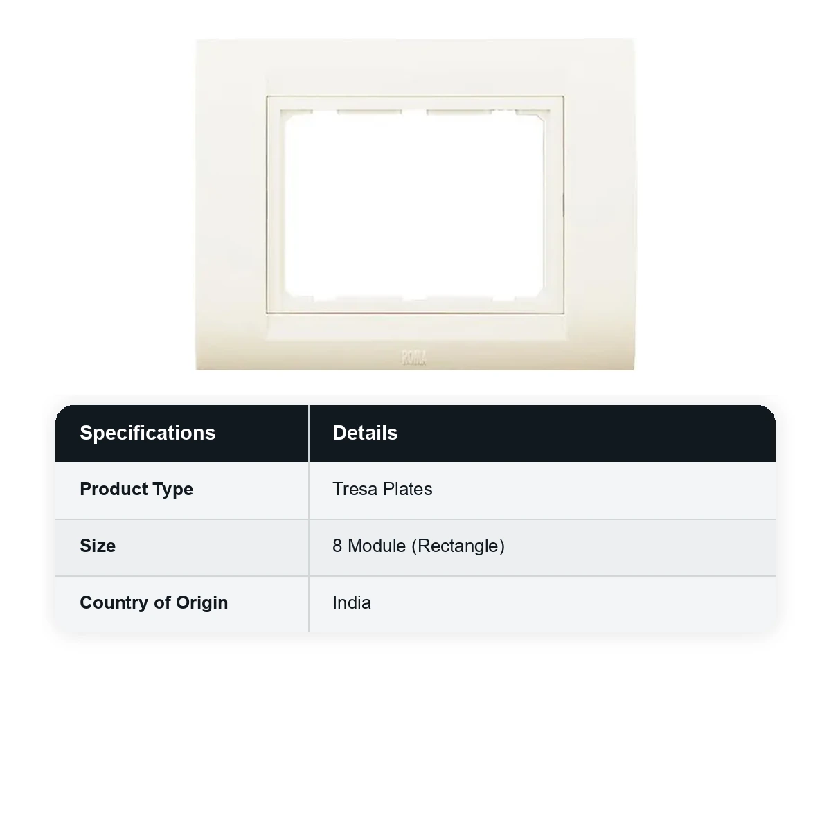 ANCHOR Roma 8 Module Rectangular Tresa Plate with Frame (White) 30260WH