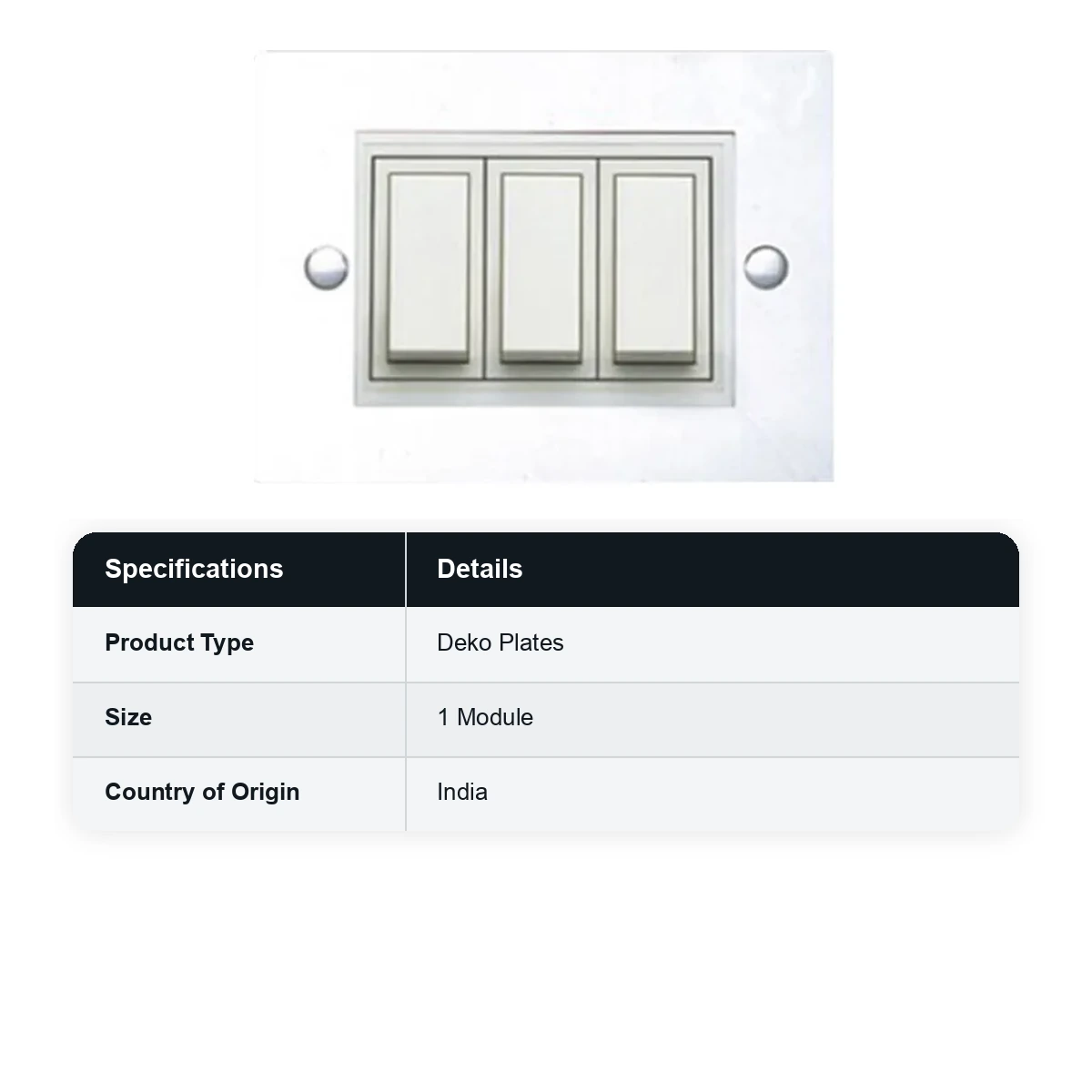 ANCHOR Roma 1 Module Deko Single Mounting Plate (White) 21317WH - image 3