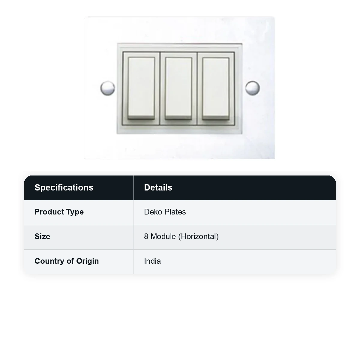 ANCHOR Roma 8 Module Horizontal Deko Single Mounting Plate (White) 30431WH - image 3