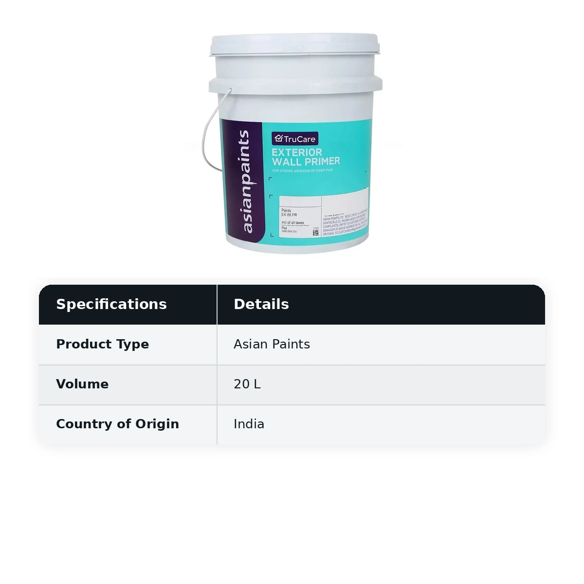 Asian paints TruCare Exterior Wall primer 20 Liters bucket