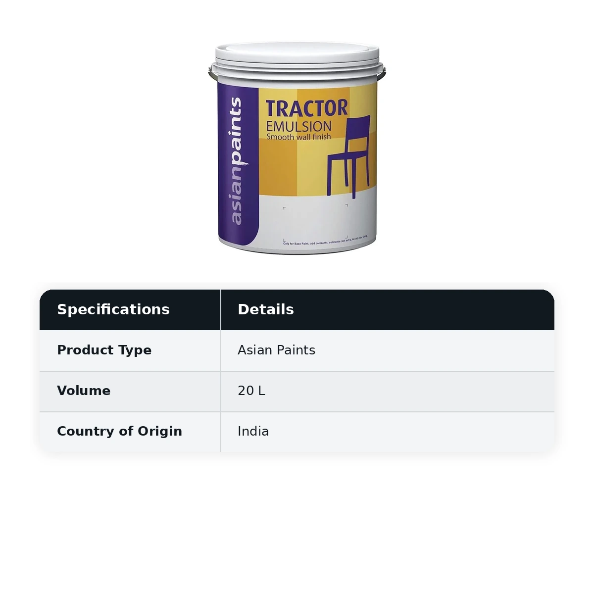 Asian paints Tractor emulsion base white paint 20 Liter bucket  - image 2