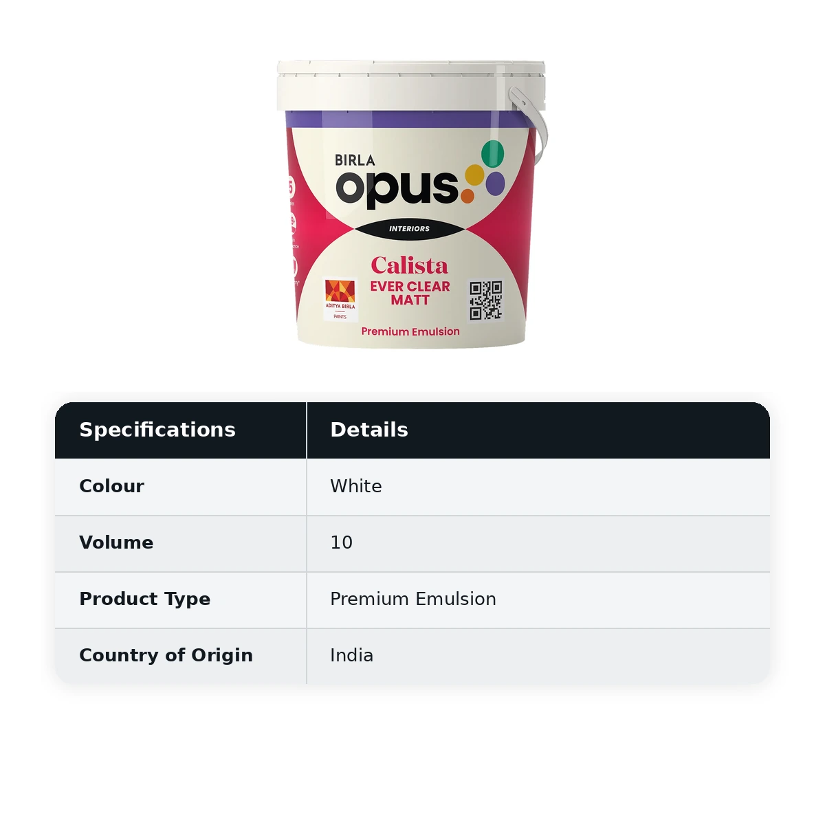 Birla Opus Interior Premium Calista Ever Clear Matte White (9900) 10L - image 4