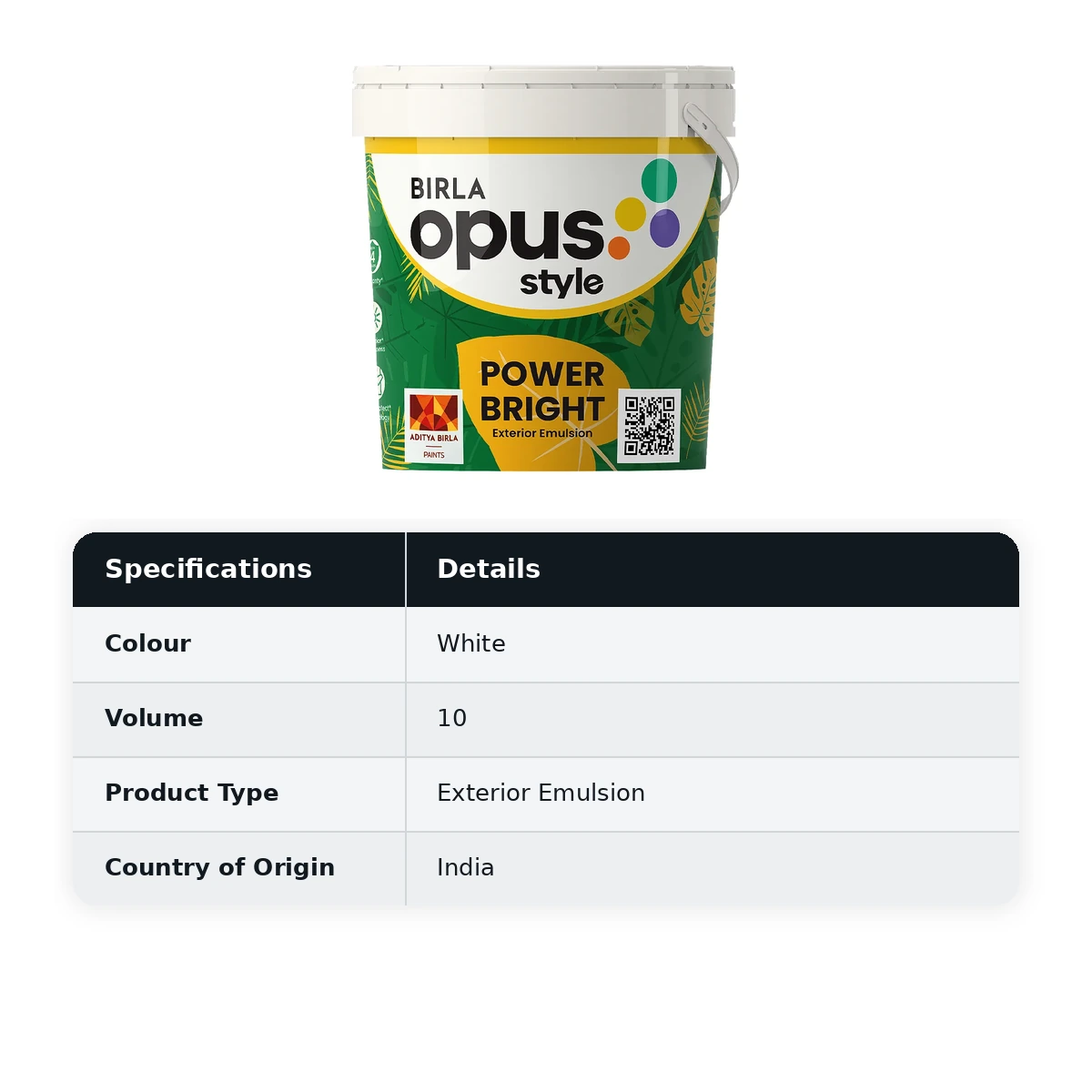 Birla Opus Exterior Economy Style Power Bright White (9900) 10L