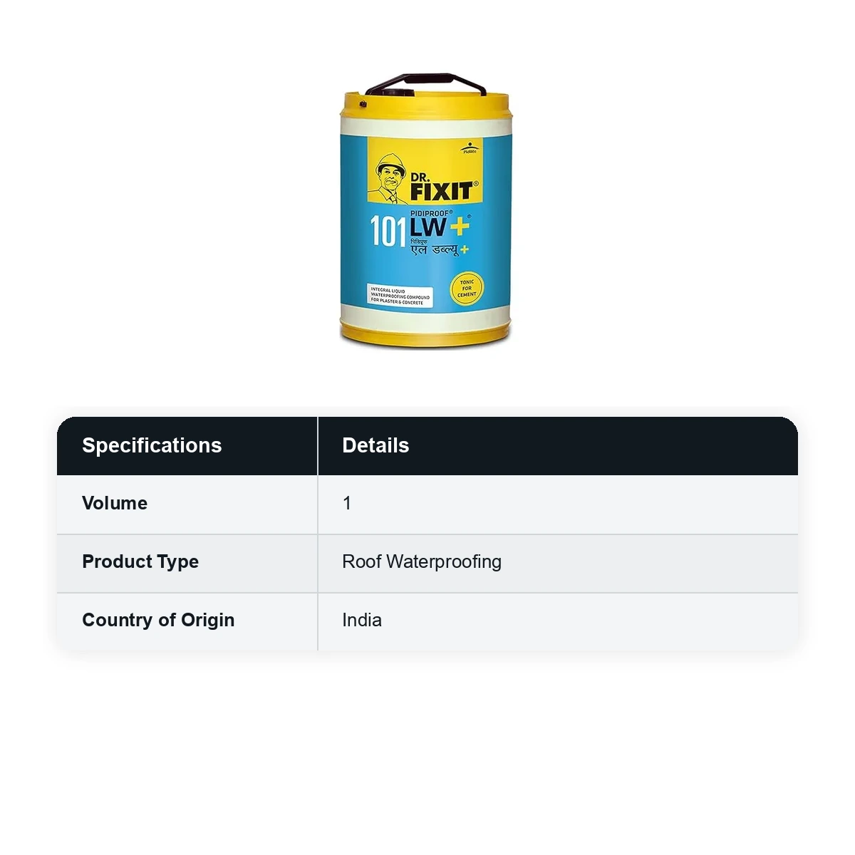 Dr. Fixit (101) Pidiproof LW+ (Roof Waterproofing, 1L)