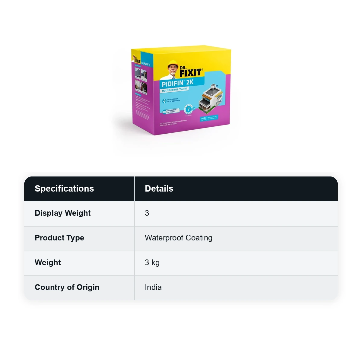 Dr. Fixit (112) Pidifin 2K Waterproof Coating, 3Kg