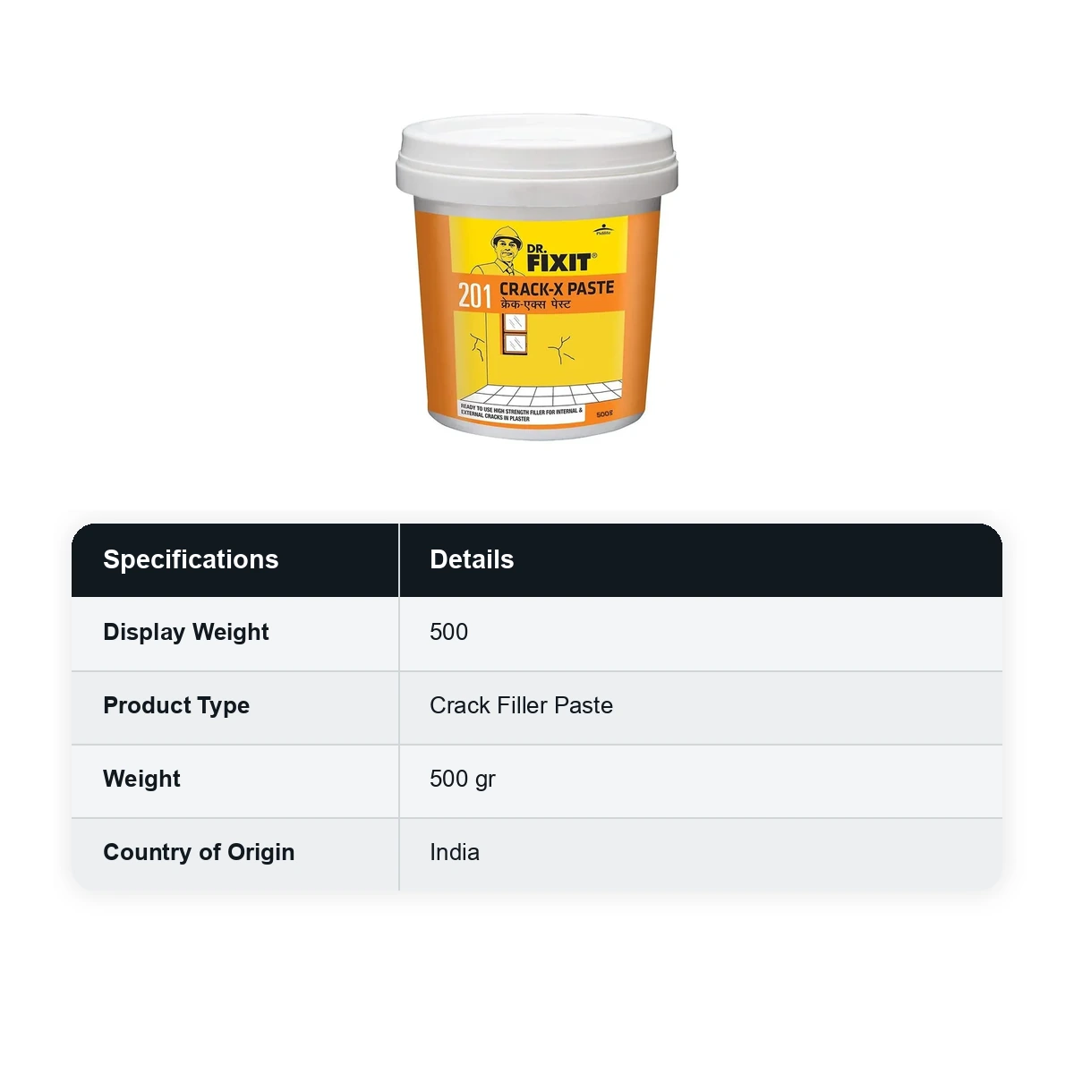 Dr. Fixit (201) Crack-X Paste (Internal & External) Crack Filler, 500g - image 2