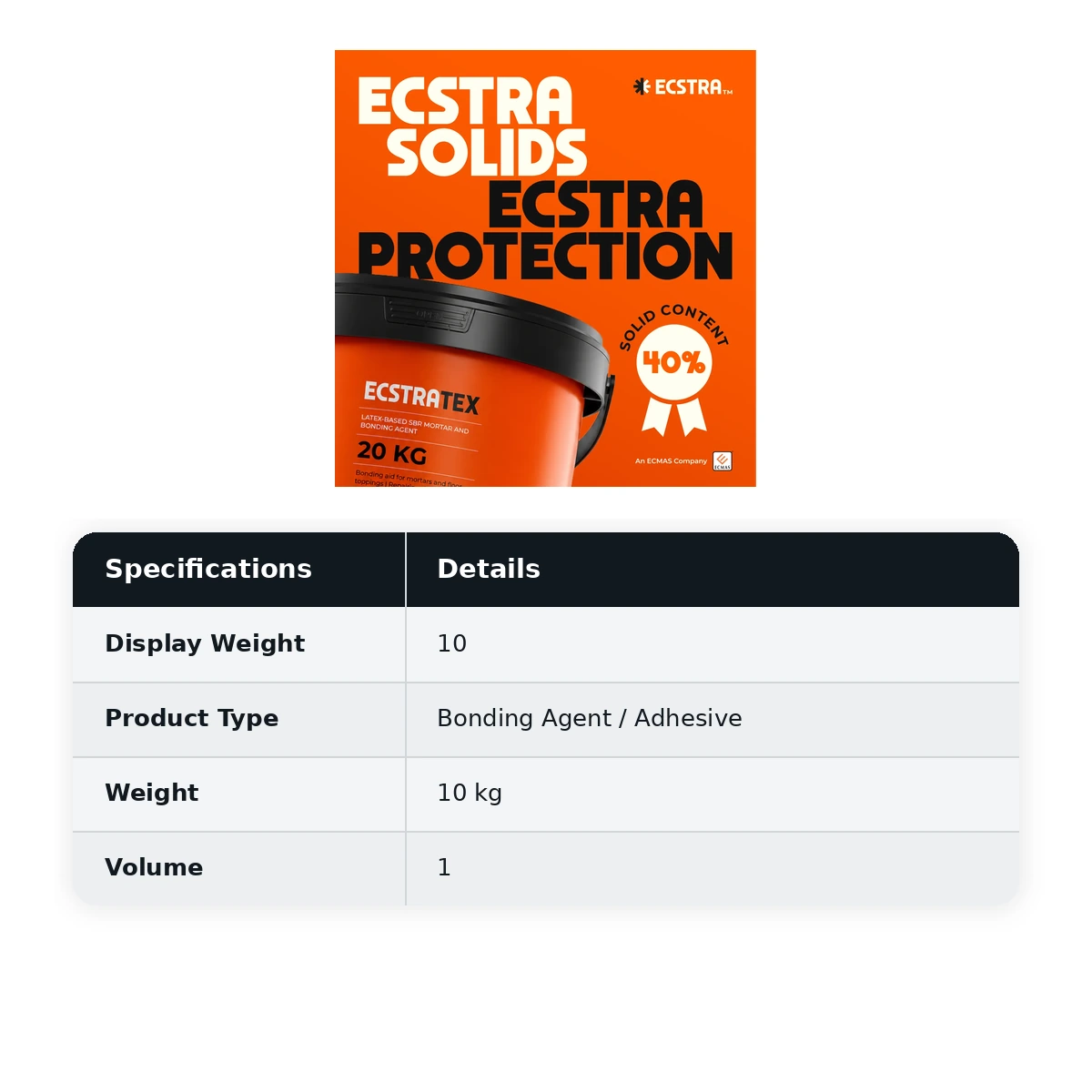 Ecstra TEX Latex-Based SBR Mortar and Bonding Agent 10 kg