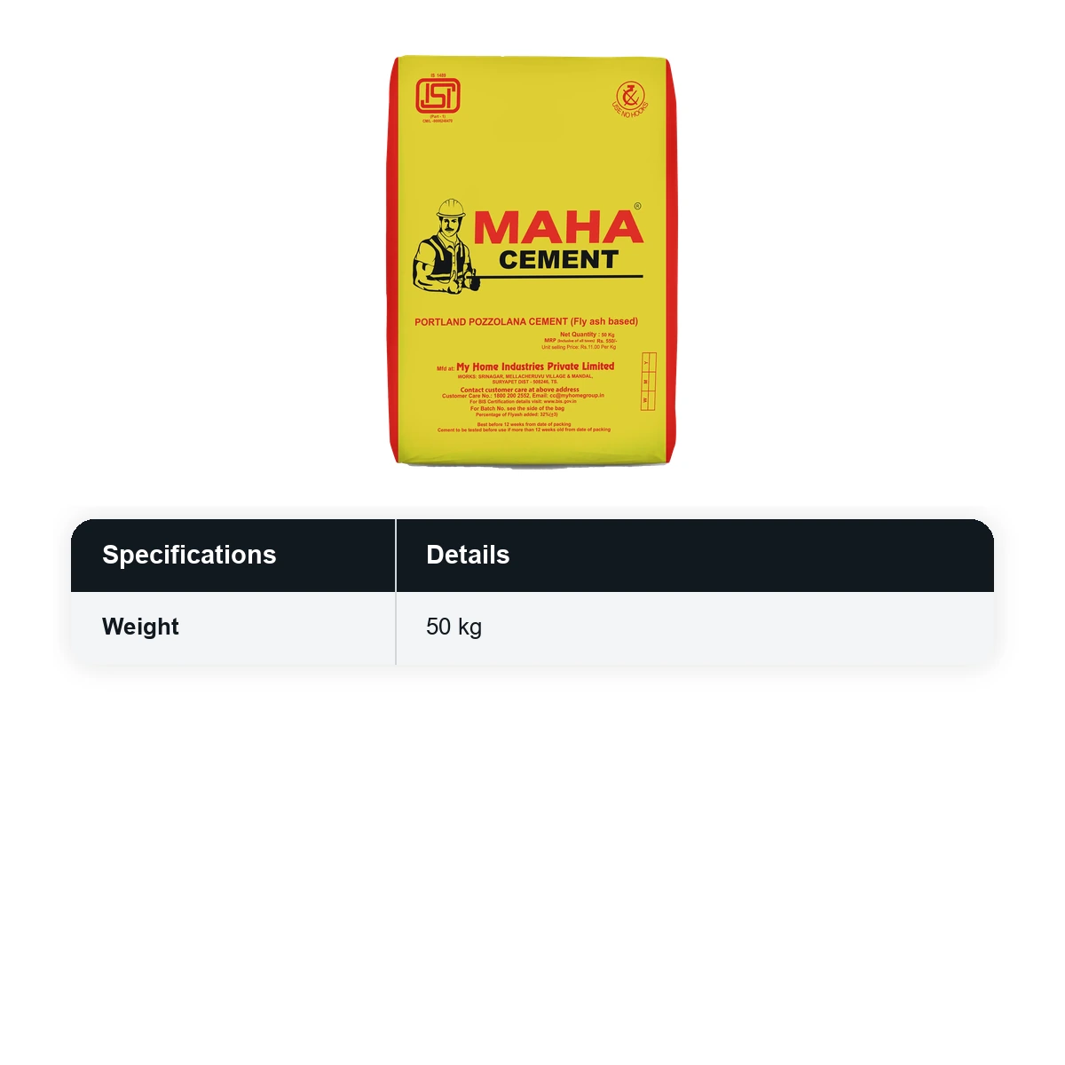 (50 Bags MOQ) Maha Portland Pozzolana (PPC) Cement 50Kg Bag (50 Bags Multiple)  - image 2