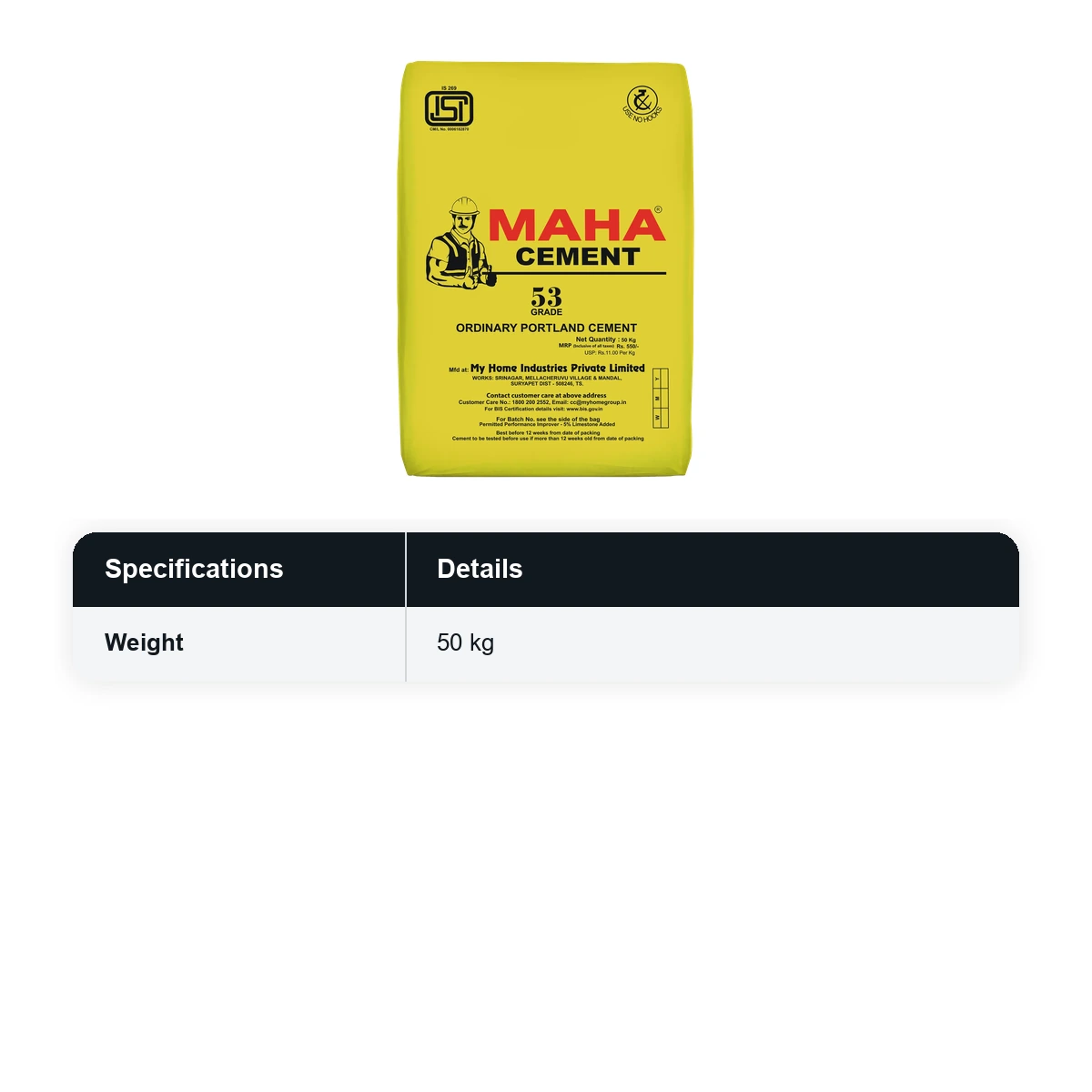 (50 Bags MOQ) Maha Ordinary Portland (OPC) Grade 53 Cement 50Kg Bag (50 Bags Multiple)  - image 2