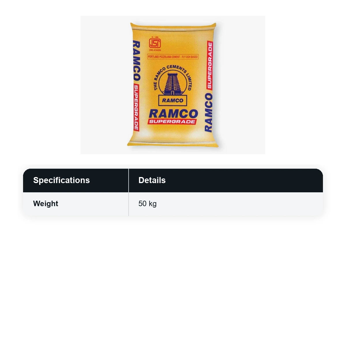 (50 Bags MOQ) Ramco Supergrade Portland Pozzolana (PPC) Cement 50Kg Bag (50 Bags Multiple)  - image 3