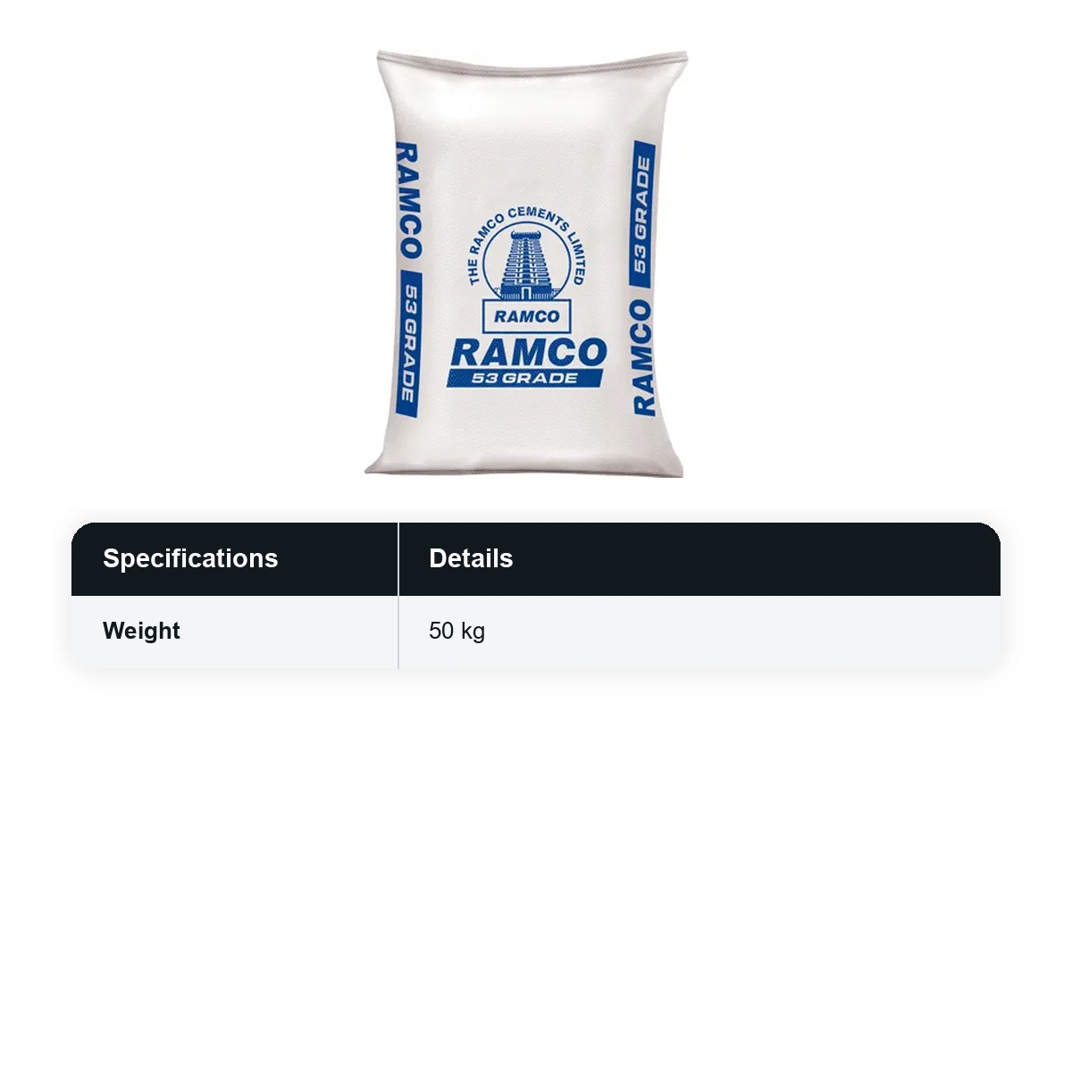 (50 Bags MOQ) Ramco Ordinary Portland (OPC) Grade 53 Cement 50Kg Bag (50 Bags Multiple)  - image 2