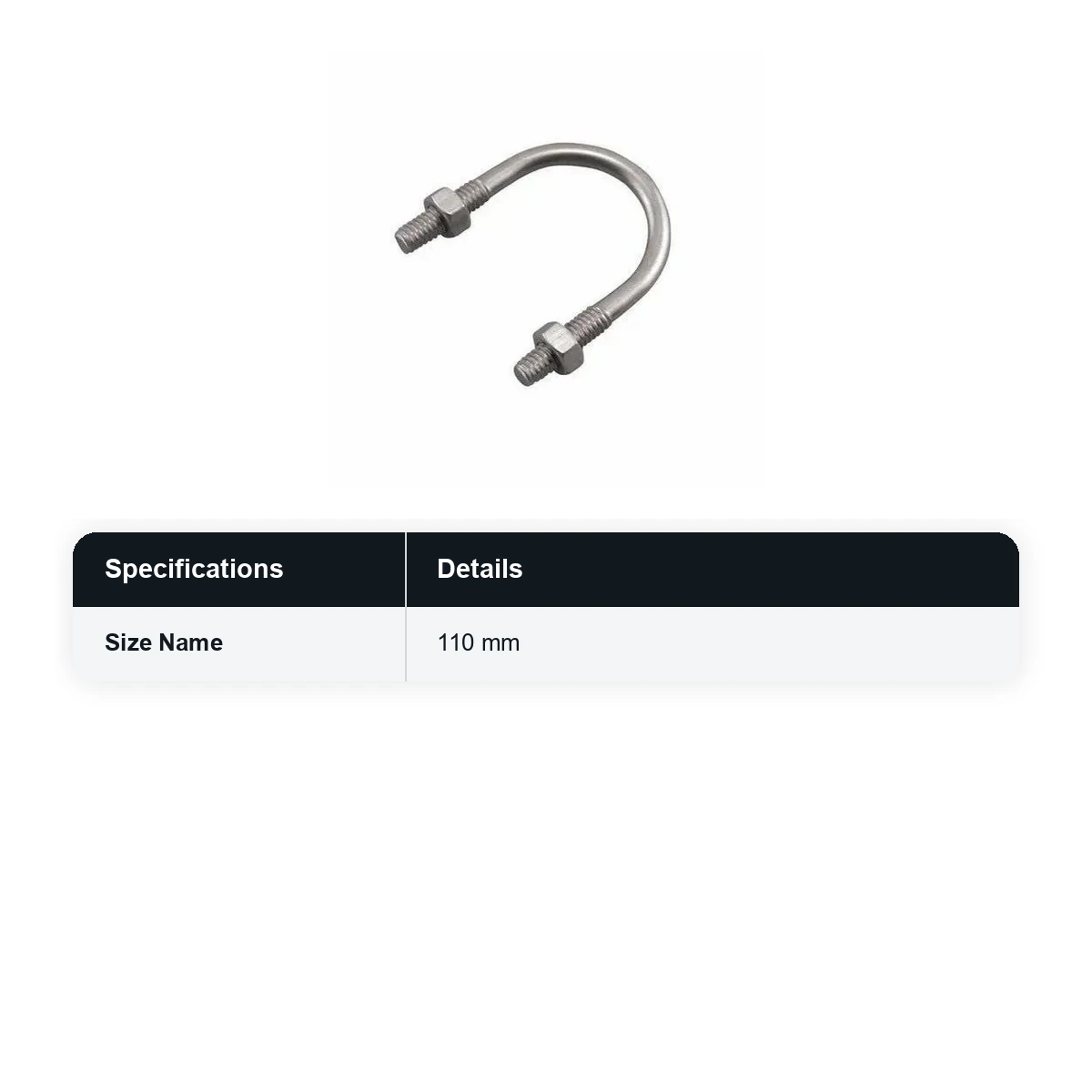 U Bolt GI 110mm W/O Washers
