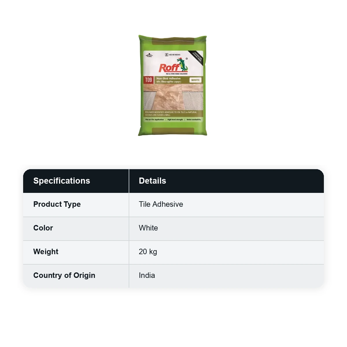 Roff (T09) Non-Skid Adhesive (NSA) White, 20Kg Bag - image 3