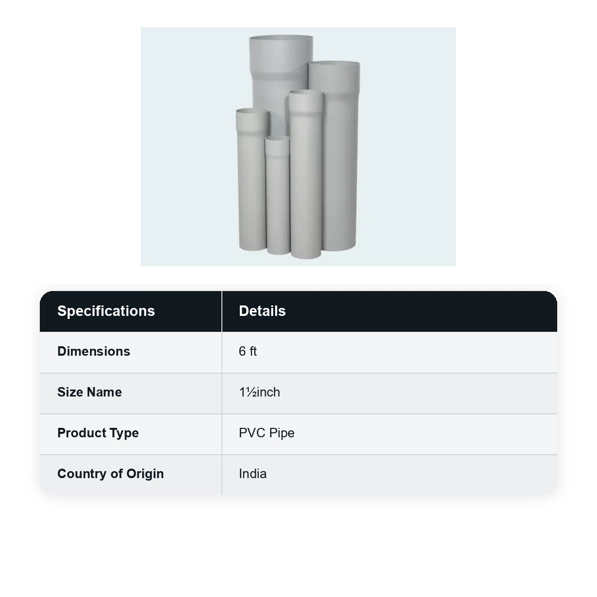 Supreme PVC Agriculture Pipe, 6 kg, 16ft, 1½inch (50 mm)