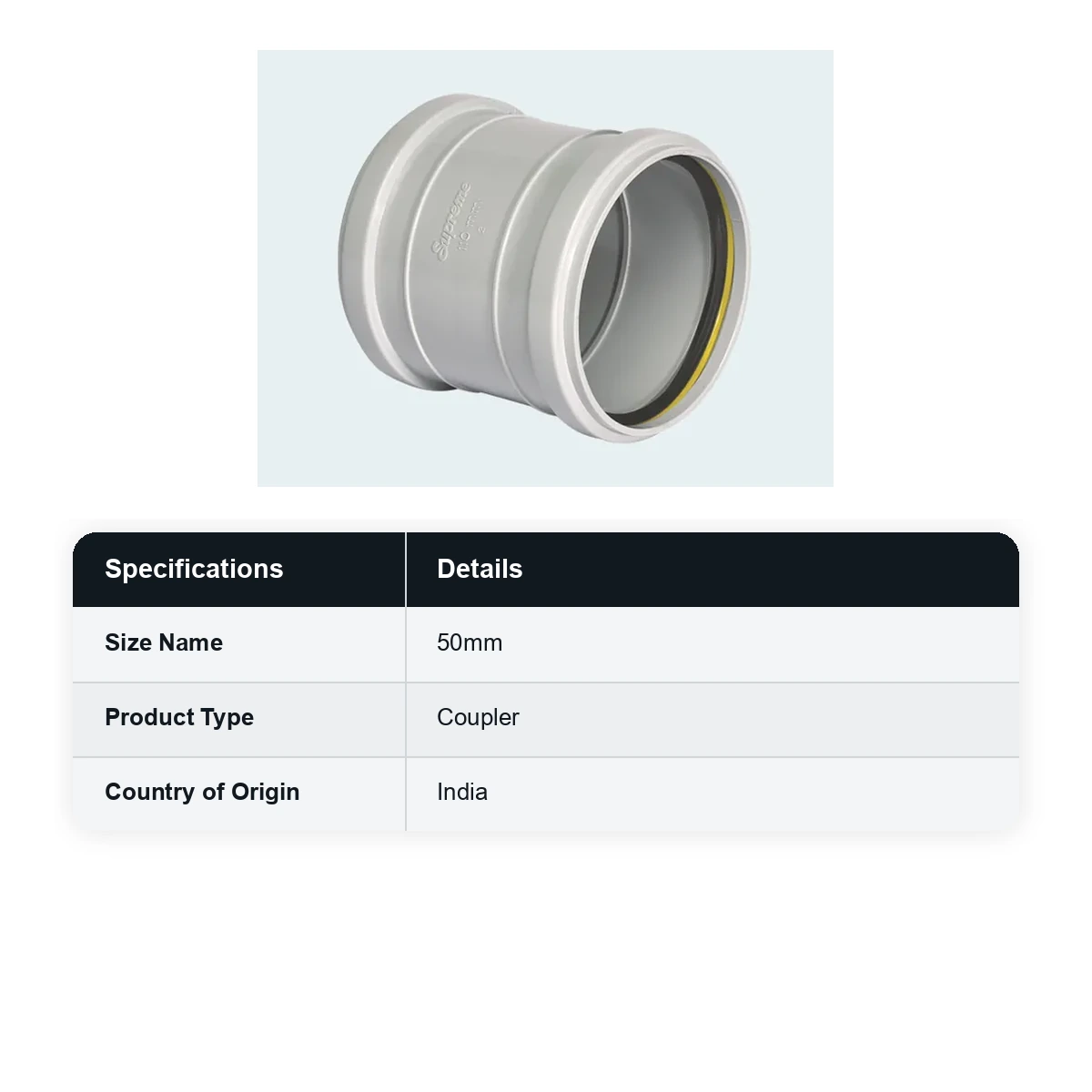 Supreme PVC S.W.R Coupler, 50mm, Ring Type