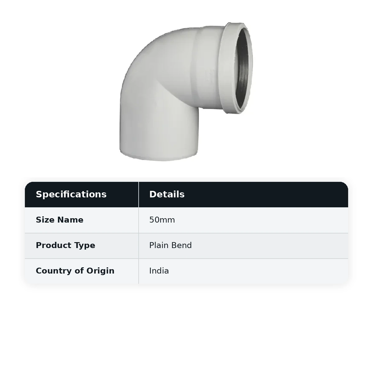 Supreme PVC S.W.R Plain Bend, 50mm, Ring Type