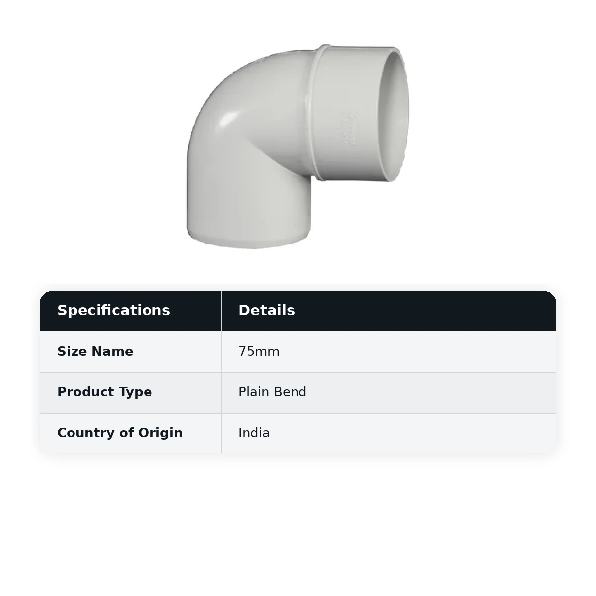 Supreme PVC S.W.R Plain Bend, 75mm, Pasting Type