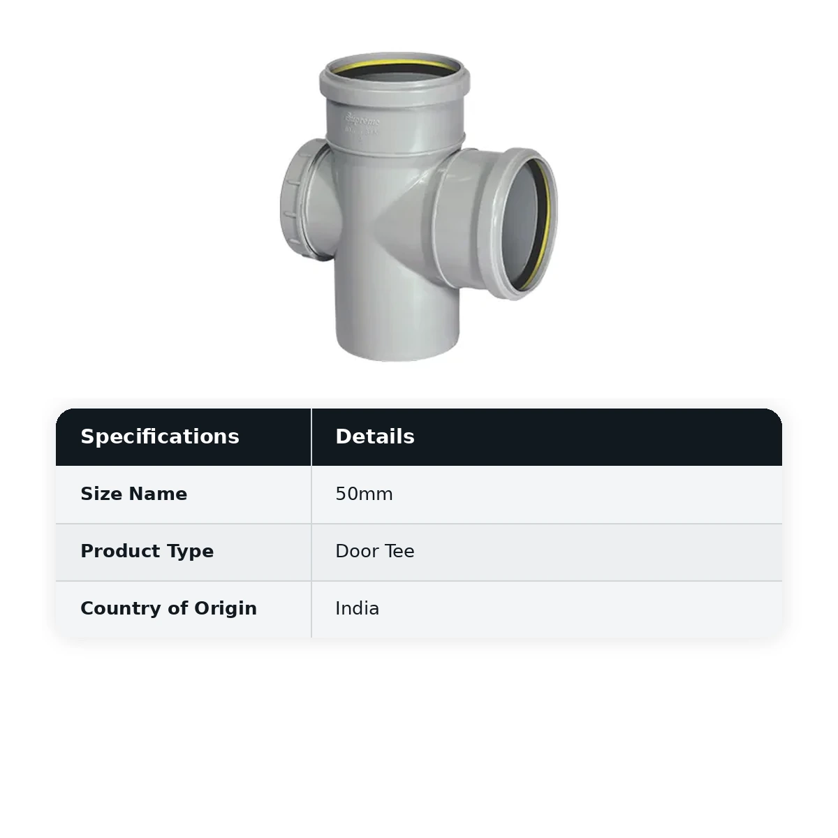 Supreme PVC S.W.R Door Tee, 50mm, Ring Type