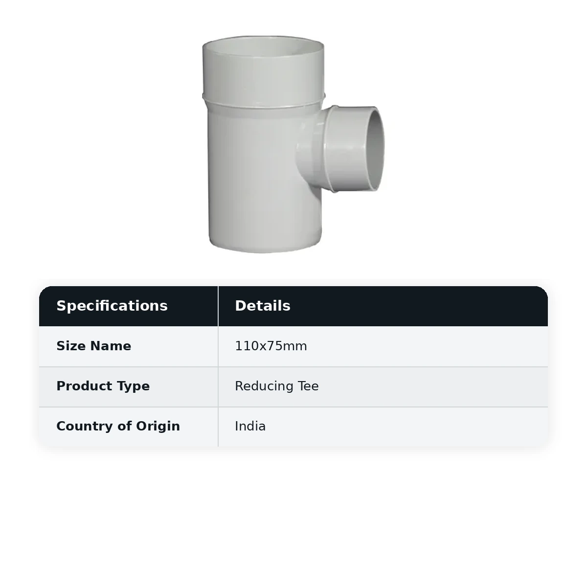 Supreme PVC S.W.R Reducing Tee, 110x75mm, Pasting Type - image 2
