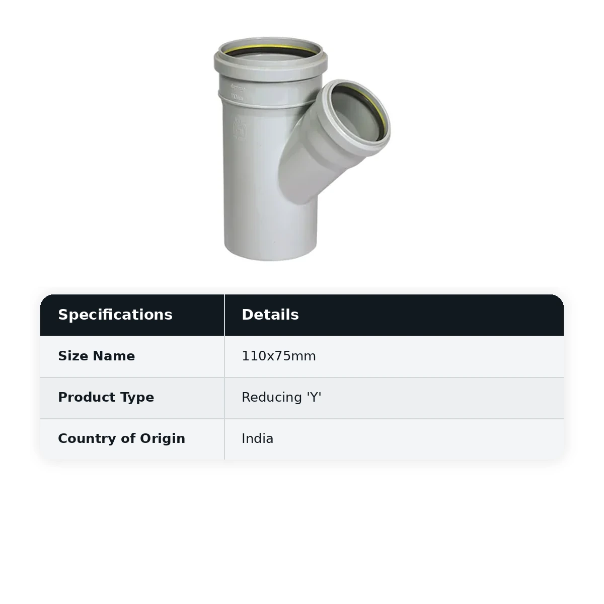 Supreme PVC S.W.R Reducing 'Y', 110x75mm, Ring Type