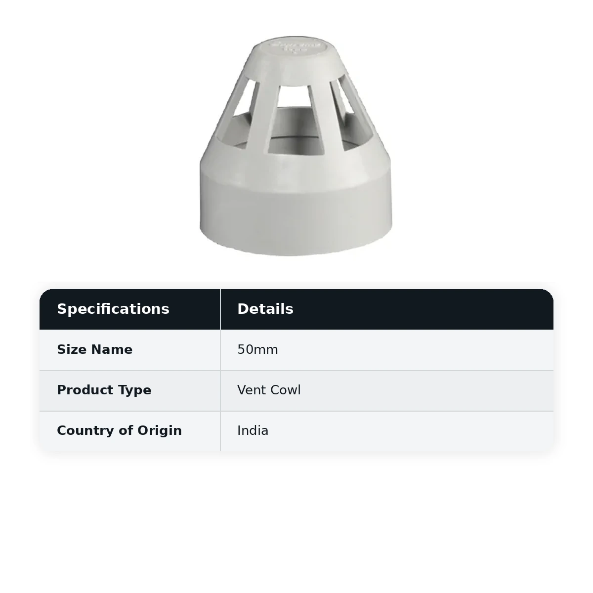 Supreme PVC S.W.R Vent Cowl, 50mm - image 2