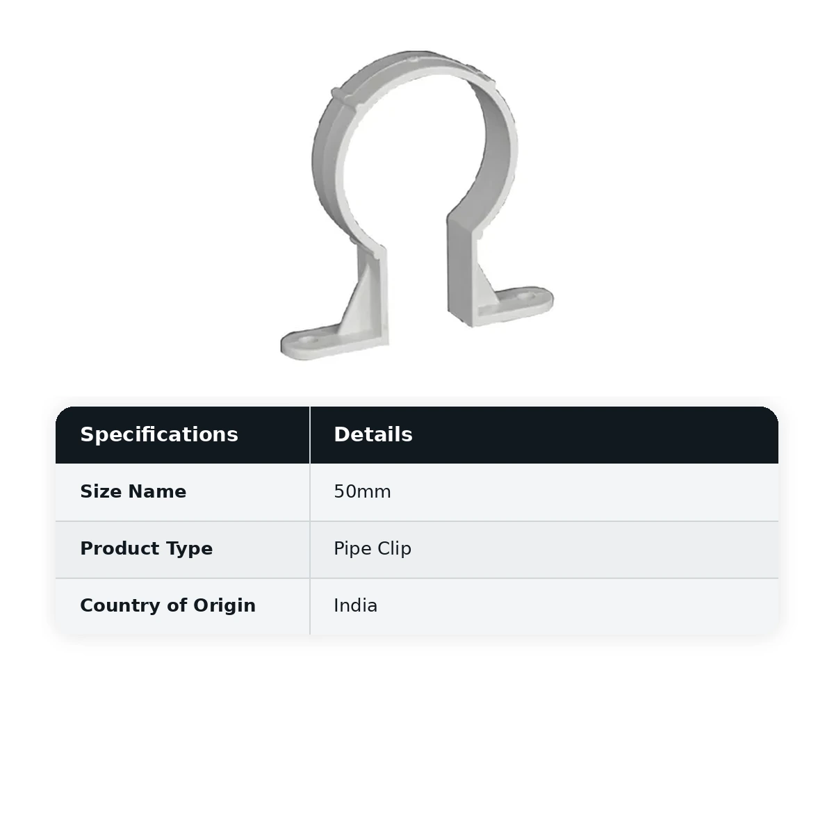 Supreme PVC S.W.R Pipe Clip, 50mm