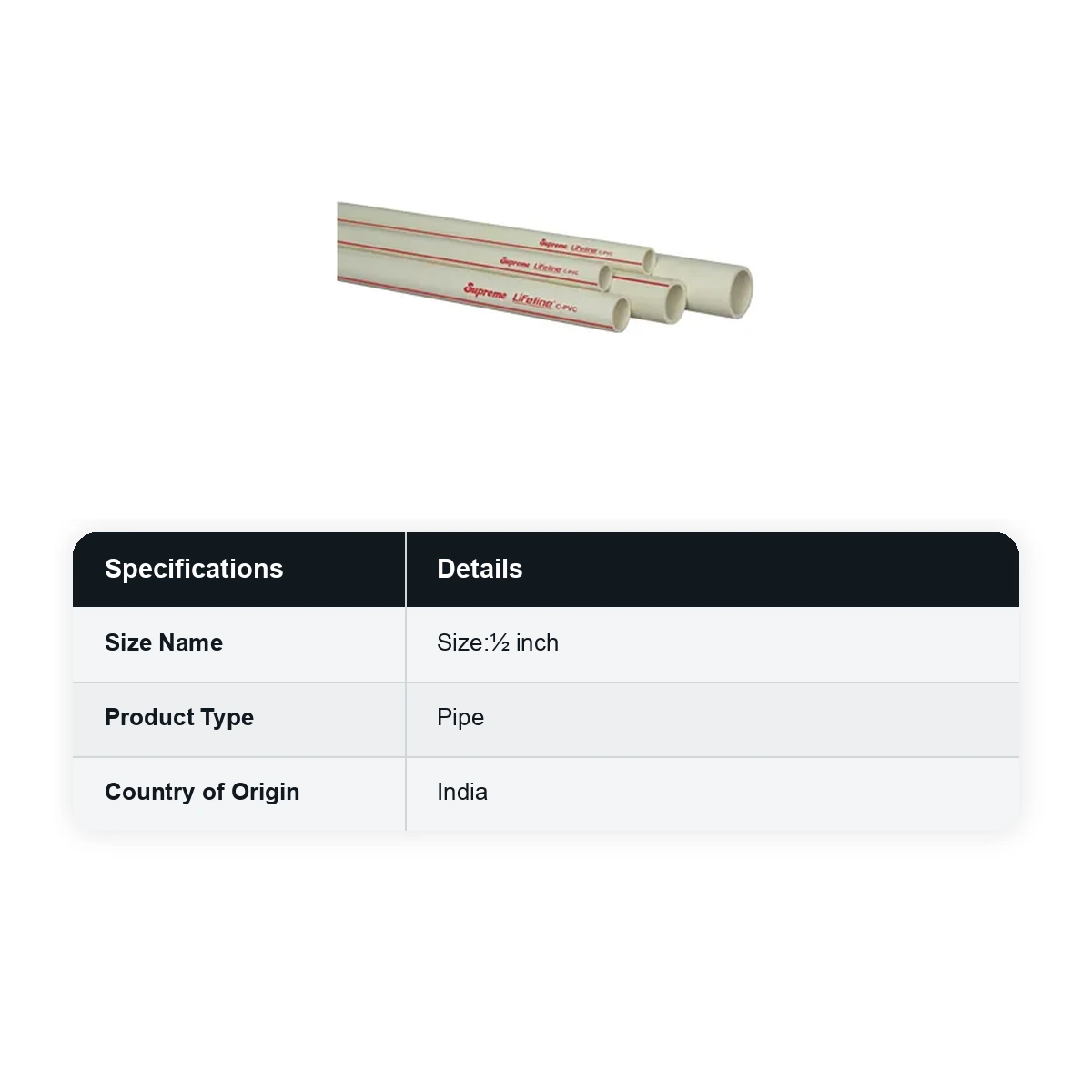 Supreme Lifeline CPVC SDR-11 Pipe, 16ft, ½ inch, (15mm)