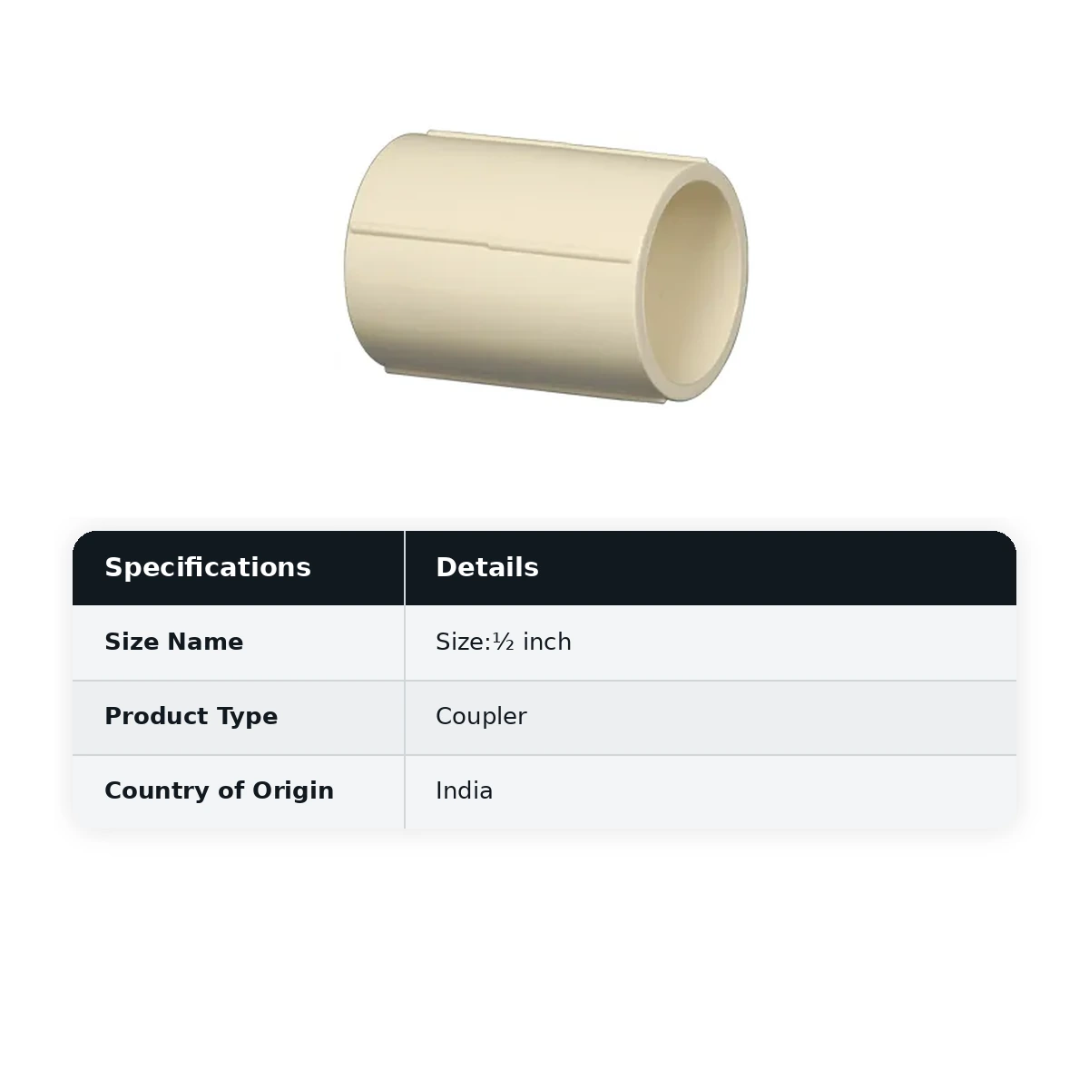 Supreme Lifeline CPVC Coupler, ½ inch