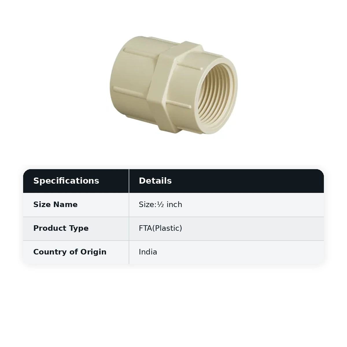 Supreme Lifeline CPVC FTA(Plastic), ½ inch