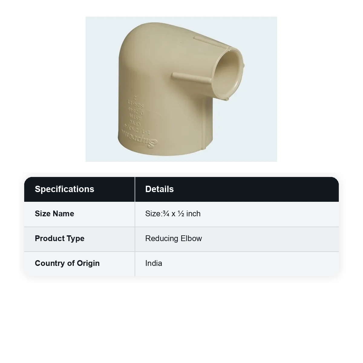 Supreme Lifeline CPVC Reducing Elbow, ¾ x ½ inch - image 3
